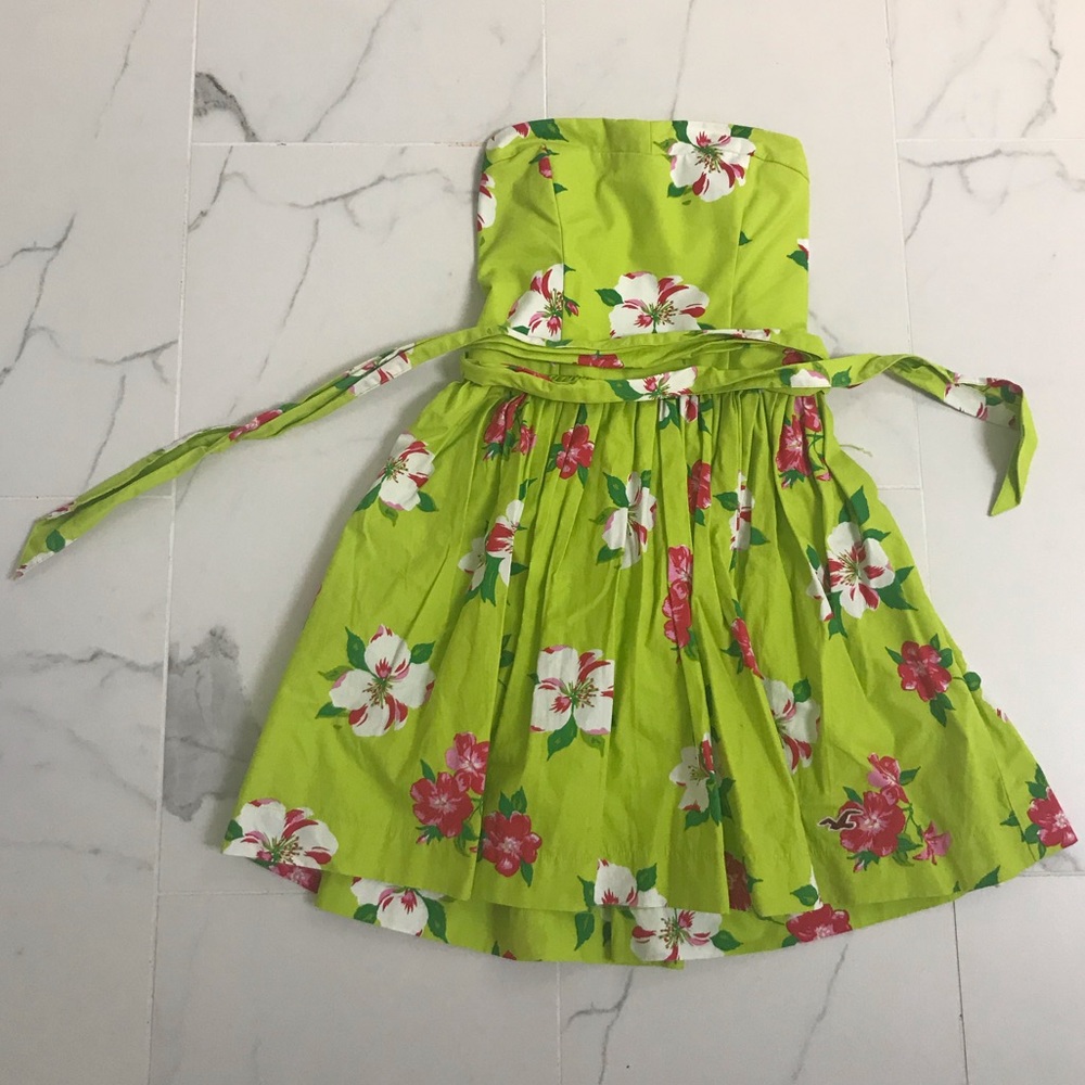 Lime green floral dress